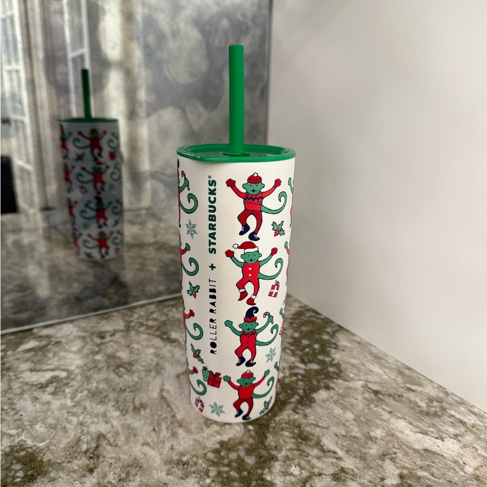 STARBUCKS x Roller Rabbit 2025 Christmas Tumbler – 24oz Cup w/ Lid & Straw – NEW